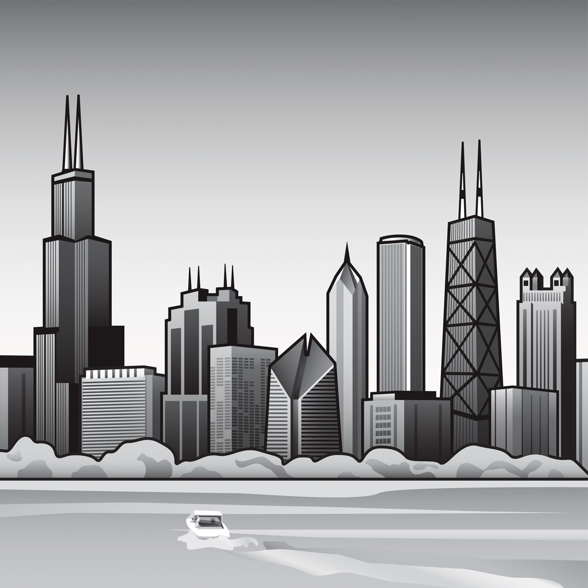 Chicago Skyline Illustration Brian Lueck Design
