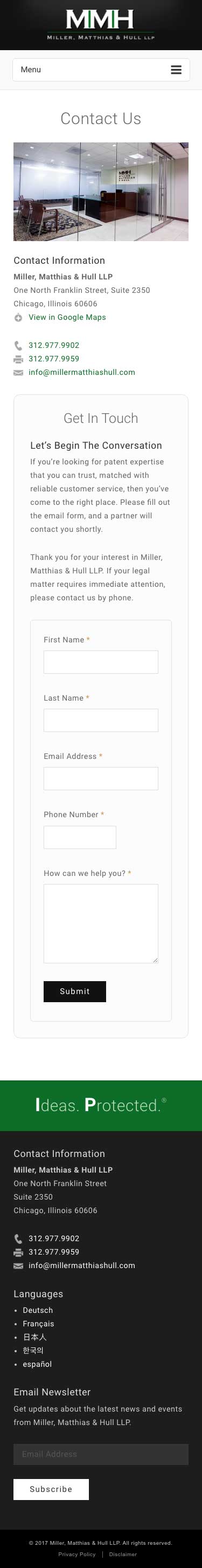 Miller Matthias & Hull - Contact Us - iPhone View