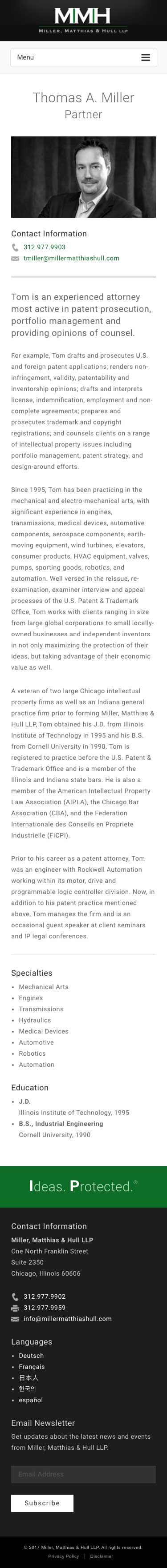 Miller Matthias & Hull - Profile Page - iPhone View