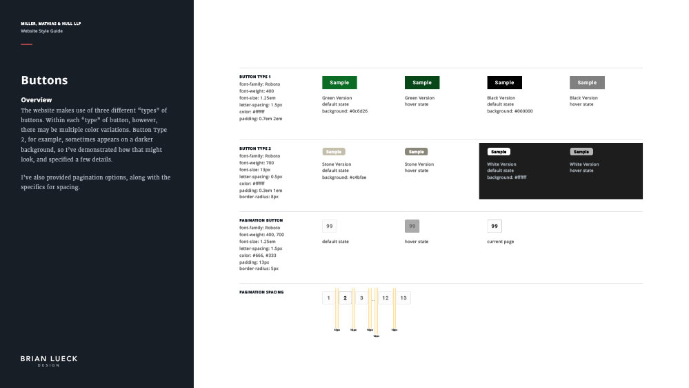 Miller, Matthias & Hull - Website Style Guide - Buttons